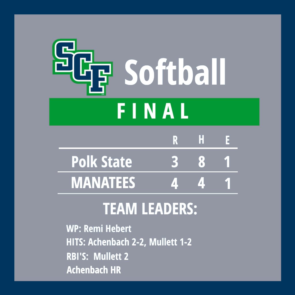 SCF Manatees (@scfmanatees) on Twitter photo Manatees hold on for the win vs. Polk State Manatees hold on for the win vs. Polk State