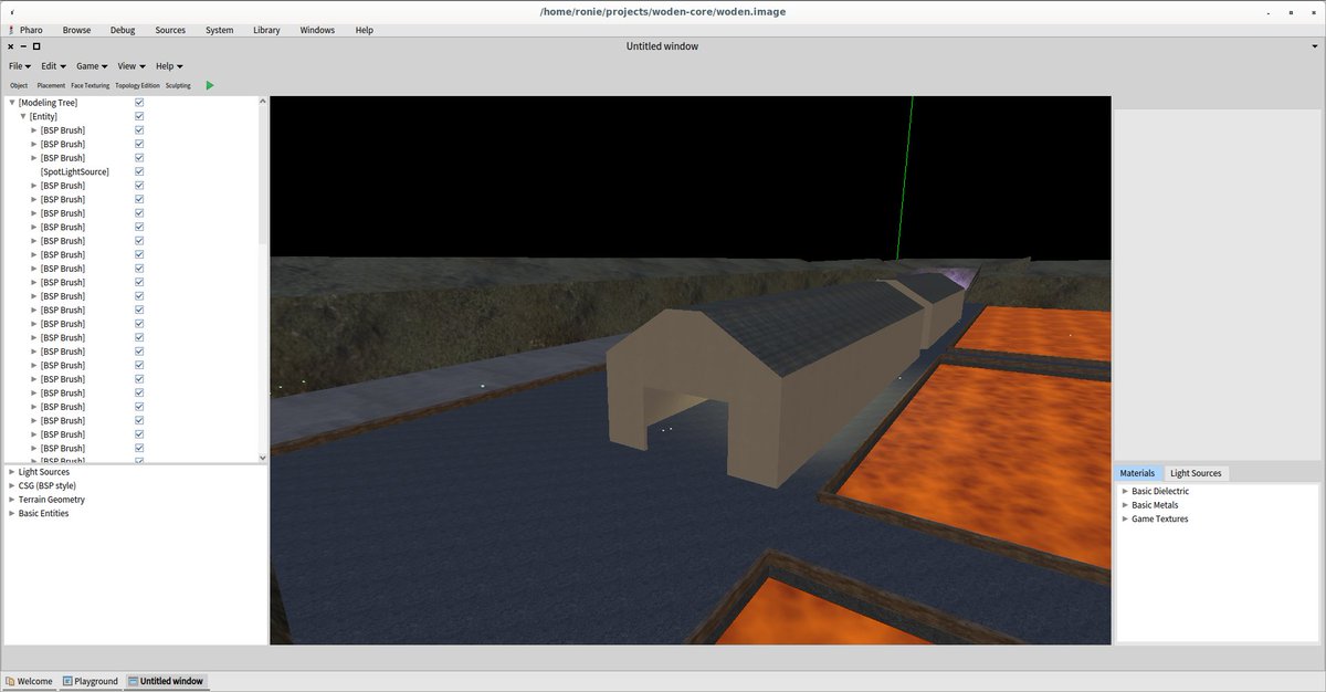 roniesalg's tweet photo. As for the levels, I am using the Woden Engine experimental level editor for designing (CSG style editing is inspired in Valve Hammer editor). This level editor is implemented in Pharo (https://t.co/67NEmgmKy7). https://t.co/ZXpk0wKUIJ