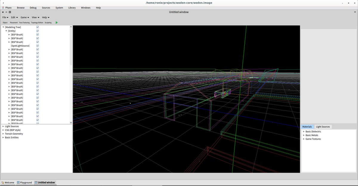 roniesalg's tweet photo. As for the levels, I am using the Woden Engine experimental level editor for designing (CSG style editing is inspired in Valve Hammer editor). This level editor is implemented in Pharo (https://t.co/67NEmgmKy7). https://t.co/ZXpk0wKUIJ