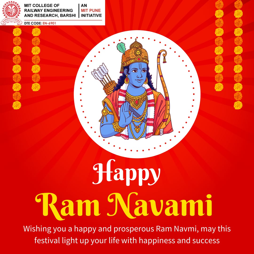 mitcorer's tweet photo. MIT College of Railway Engineering and Research, Barshi wishes everyone a very Happy Ram Navami
#Engineering #mitcorer #mitcorer #barshi #Railways #railwayengineering #solapur https://t.co/npg541JMZI