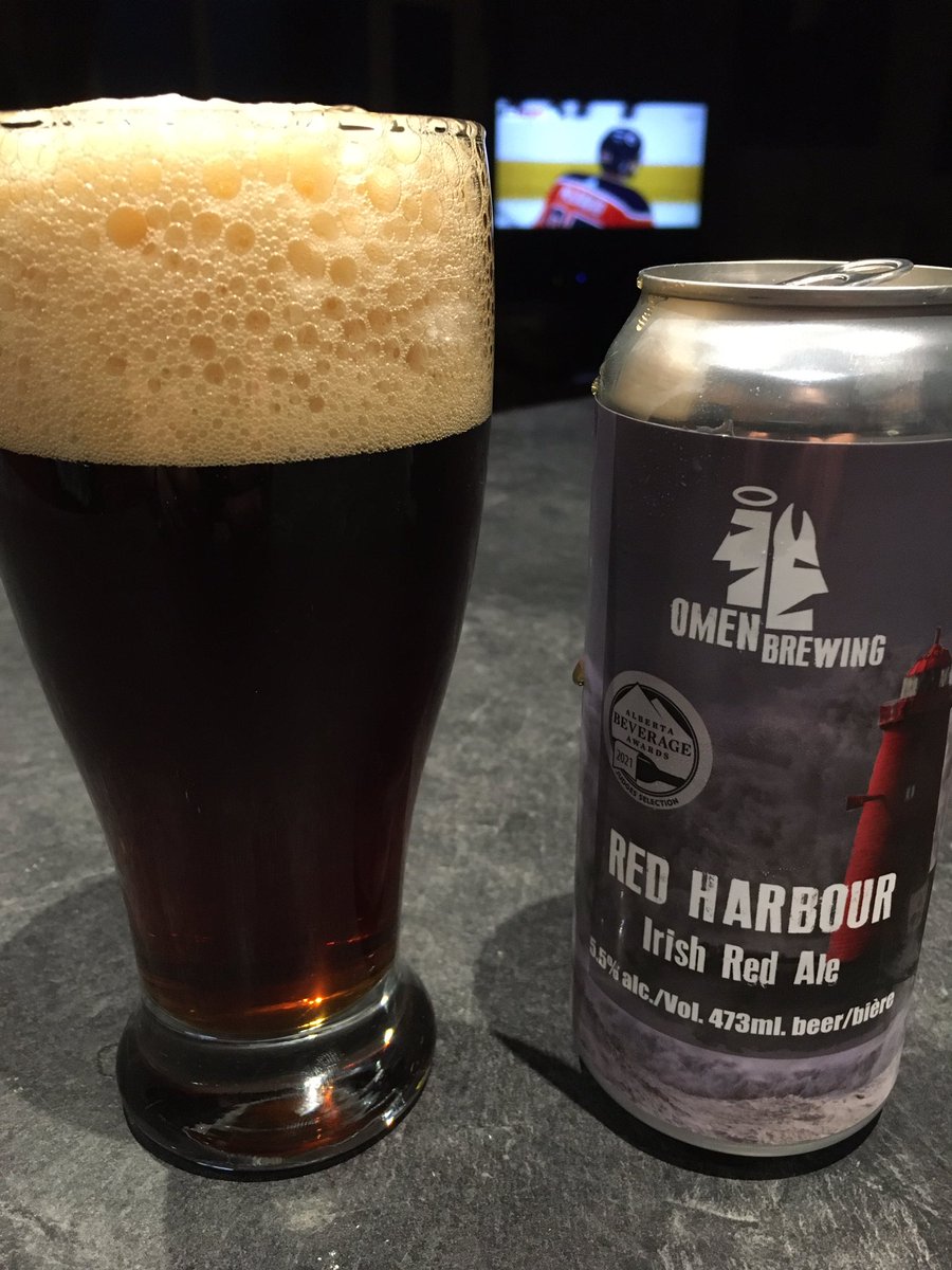 Enjoying an <a href="/omenbrewingyeg/">Omen Brewing</a> brew with the <a href="/EdmontonOilers/">Edmonton Oilers</a> game