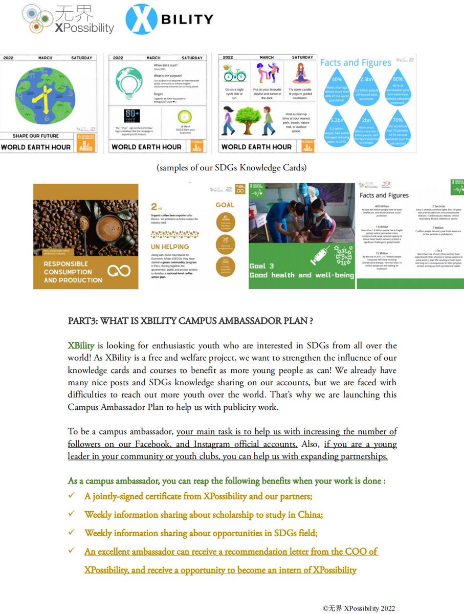 xbilitymm's tweet photo. We share free knowledge cards and online courses about SDGs! Our work has affected 500+ young people in China! Now we would like to get connected with the world!🥳 Join us as a Campus Ambassador👇 Send an email to xbilitymm@gmail.com if you are interested! https://t.co/LhWtOdh2bB