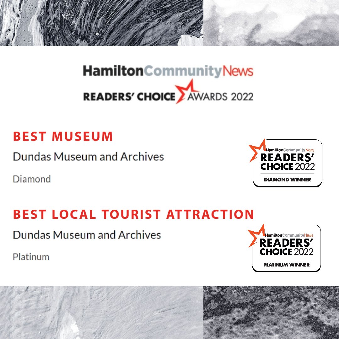 DundasMuseum's tweet photo. Thank you, Hamilton &amp; Dundas! ❤️

For the 6th year in a row, @HamOntComNews Readers voted the DMA their favourite community museum. We will continue to tell local stories, bring you high-quality programming &amp; exhibits, &amp; support our community in turn #local #heritage #localmuseum https://t.co/vOTneAFofL