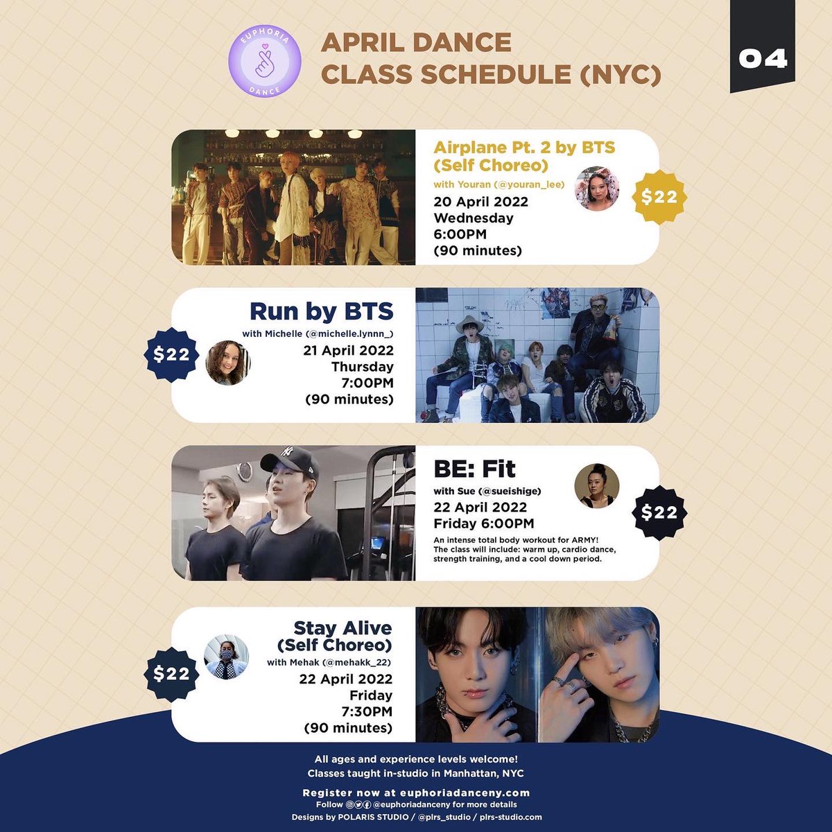 EuphoriaDanceNY's tweet photo. Calling our MOAs, MIDZYs, and ARMYs friends! β¨
Weβve got your April class schedule! Sign-ups are now open (links below)
π NYC SCHEDULE π
Designs by @plrs_studio β¨
#ITZY #MIDZY #TXT #MOA #bts #ARMY #btsdanceclass #kpopinnyc #kpopdanceclass #NYC #Kpop #kpopdance #btsarmy https://t.co/xzz0oAkgKs