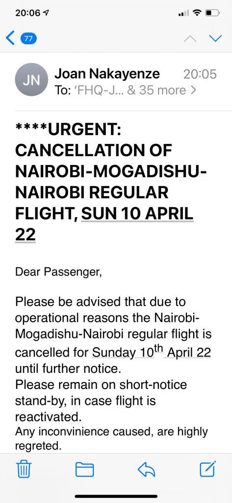 OAbraar's tweet photo. Flights from Nairobi-Mogadishu is cancelled #MadeiraOut https://t.co/fLDGOMFSiX