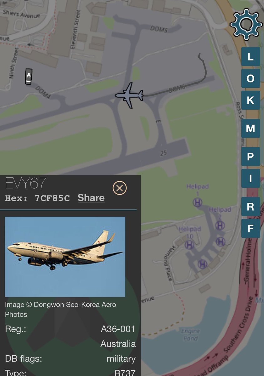 hipstergeddon's tweet photo. A36-001 RAAF BBJ active from #SYD to #CBR squawking as #sharkone - will land in Canberra by the time #insiders is over. https://t.co/L3wTOxsdVK