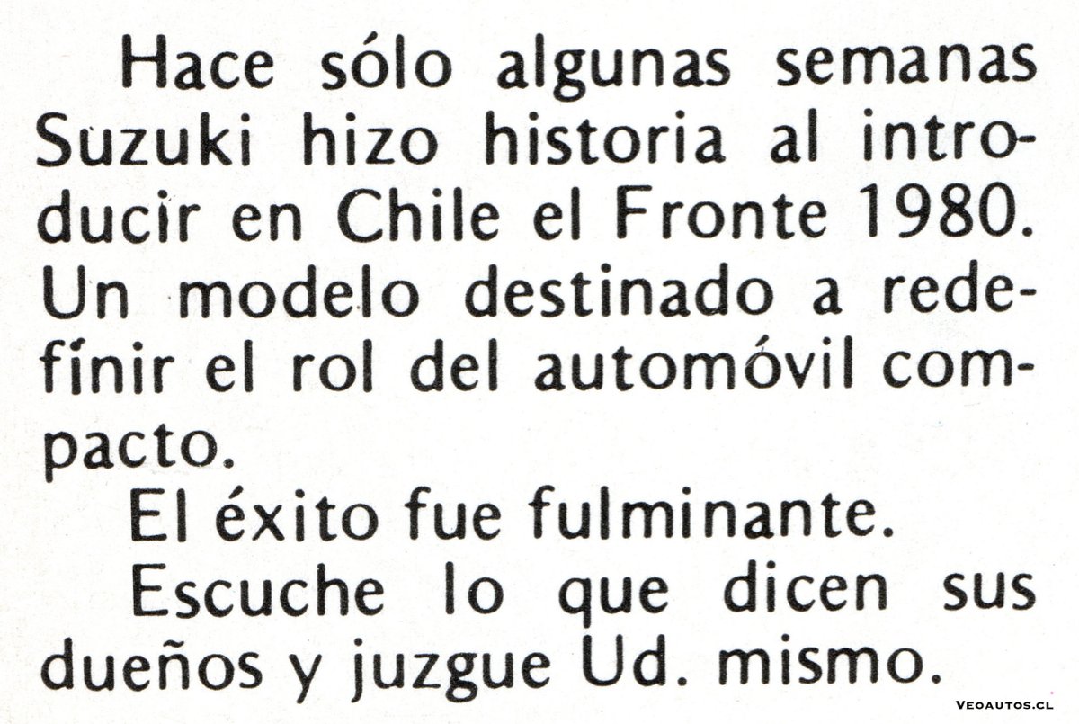 VeoAutos's tweet photo. Suzuki Fronte / Alto SS40 550 Publicidad Chile Julio 1980. Precio base época $187.000
+ Info Link https://t.co/q2PPaqc5jV
#suzukifronte #fronte550 #suzukialto #frontess40 @SuzukiChile_ @addict_car @thecarfactoids @YesterdaysDrive @RiveraNotario @publichilensis https://t.co/N7ebd8QW3m