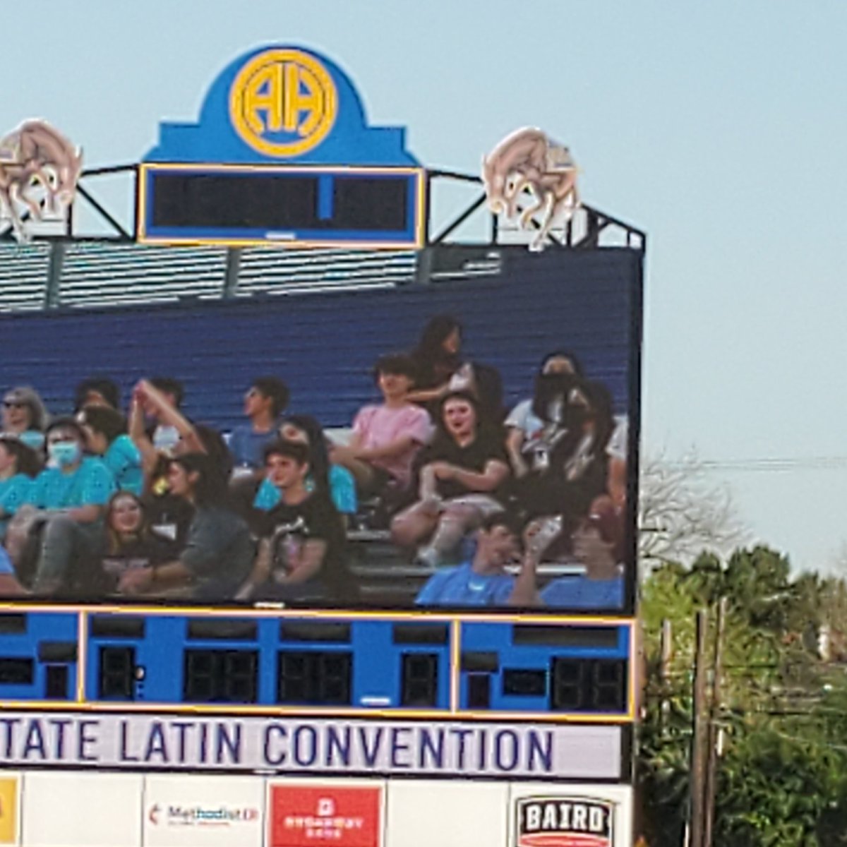 CLHSWLC's tweet photo. When have you ever seen a Latin Club on the Jumbotron???? @Clear_LakeHS https://t.co/1M2G9sXYOY