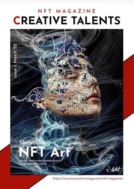 An NFT cover for Creative Talents NFT magazine - featuring NFT art by Doctorwu on Voice.