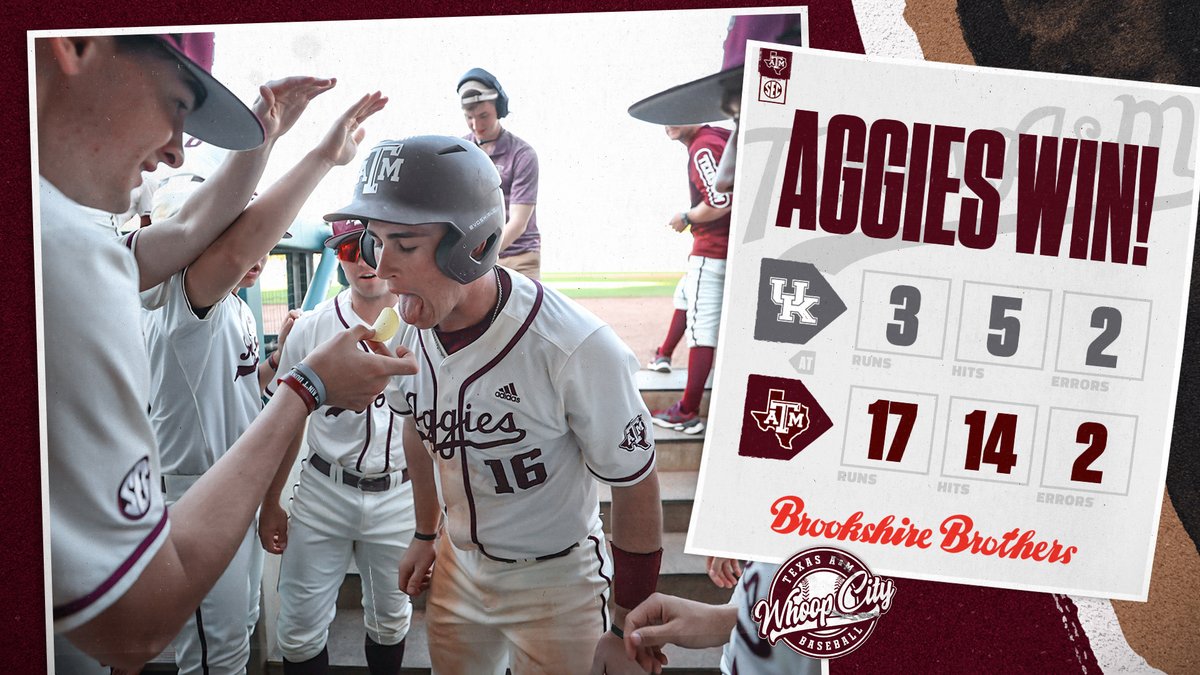 AggieBaseball's tweet photo. Seventeen pringles: ✅
Whole lotta bubbles: ✅
Series win: ✅

#GigEm https://t.co/nKUaGsfkJ1
