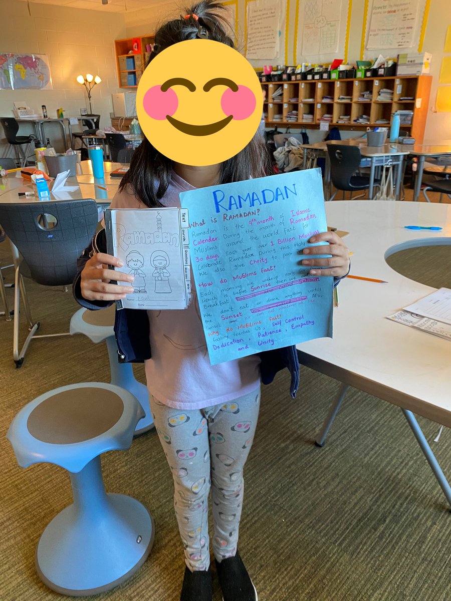 firstyearin3rd's tweet photo. The month of April is the start of Ramadan for one of our classmates! She was the teacher on Friday and taught us all about it. Then we did a nonfiction activity with a Ramadan reading passage! She did great! https://t.co/RzeymLrYZB