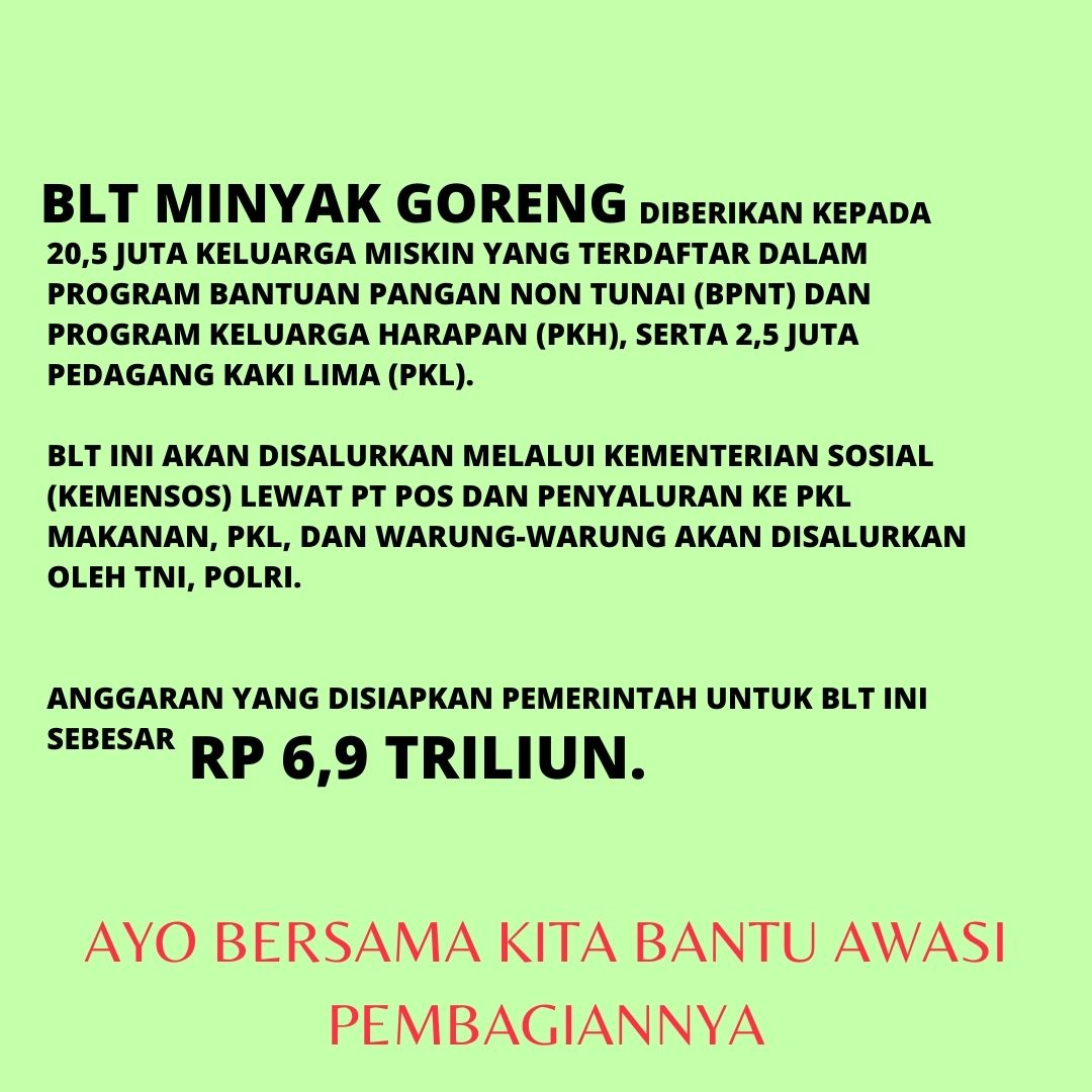Alin_tan11's tweet photo. Kebijakan pemerintah memperhatikan kesulitan dan kebutuhan masyarakat dengan memberikan BLT

#AspirasiTanpaProvokasi https://t.co/X6ubTRQtAV