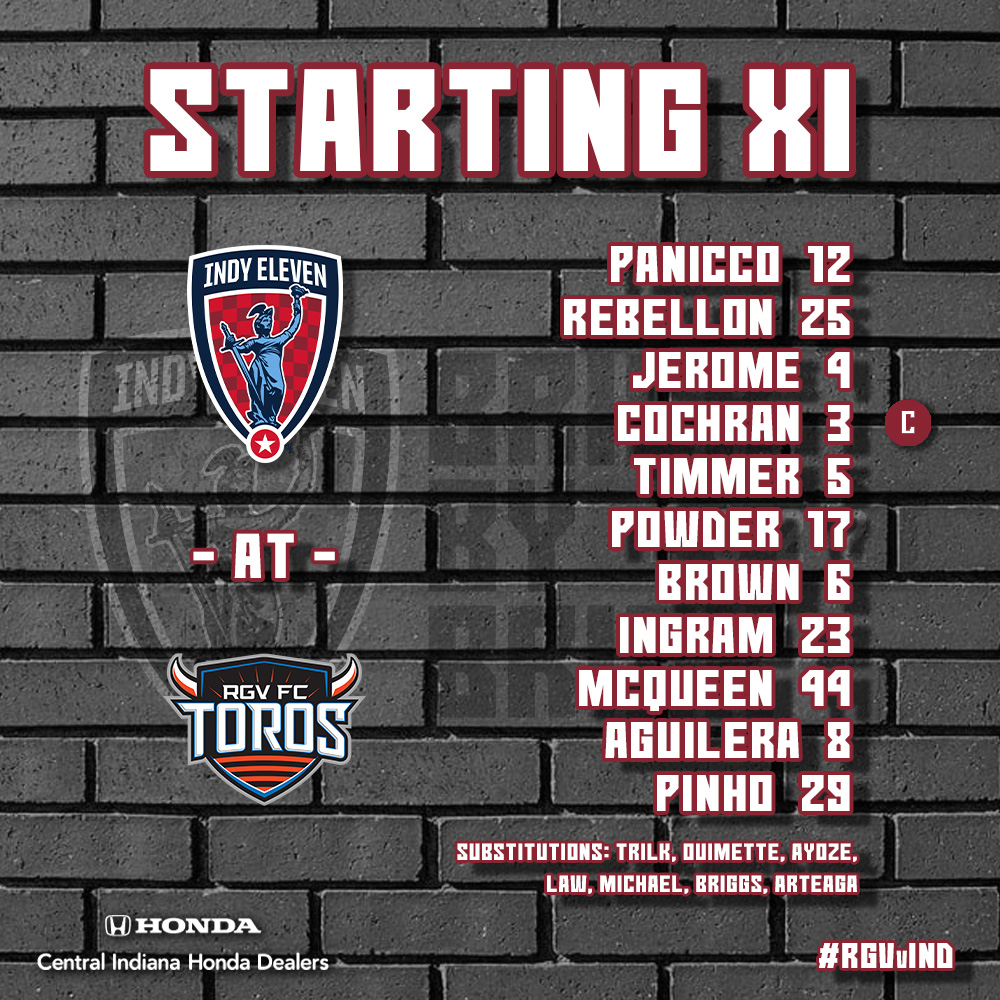 IndyEleven's tweet photo. 🗒️Here's your #IndyEleven Starting XI for #RGVvIND, driven by your Central Indiana @Honda Dealers

🌬️McQueen &amp; Powder move up to the midfield

👋 Ayo &amp; 🏹 in the 18 for the first time in 2022

#IndyForever #ElevenTogether https://t.co/G3515xpQKq