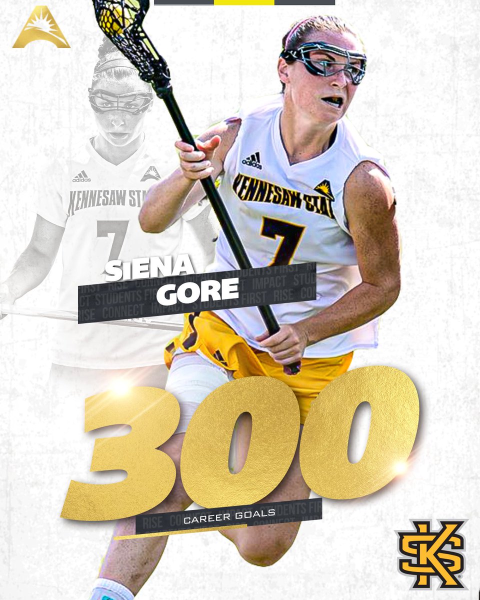 This is a 𝗕𝗜𝗚 𝗗𝗘𝗔𝗟 🥍❕

@ksuowlslax's Siena Gore becomes only the 4⃣th Women's @ncaalax student-athlete to ever score 3️⃣0️⃣0️⃣ career goals 😯💪

#ASUNBuilt | #ASUNWLAX | #OneKS🦉