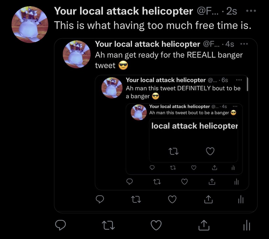 Funneeeee's tweet photo. yo I don’t think I can top this one, this is peak Banger Tweets 😎 https://t.co/Syob6cyafL