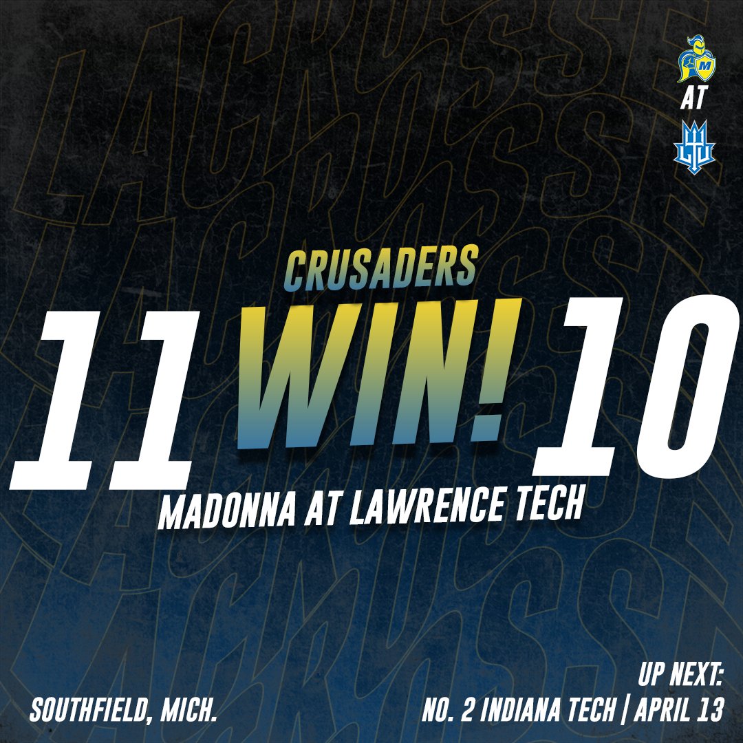 MUCrusadersMLAX's tweet photo. Lyons with the game winner in OT!!

1️⃣0️⃣ Bryden - 3 goals
3️⃣0️⃣ Lyons - 2 goals, 2 assists
9️⃣ Gingell - 2 goals
1️⃣3️⃣ Killar - 1 goal, 3 assists
2️⃣9️⃣ Varner - 11 saves

#CrusaderNation https://t.co/ZKvz97UDqu