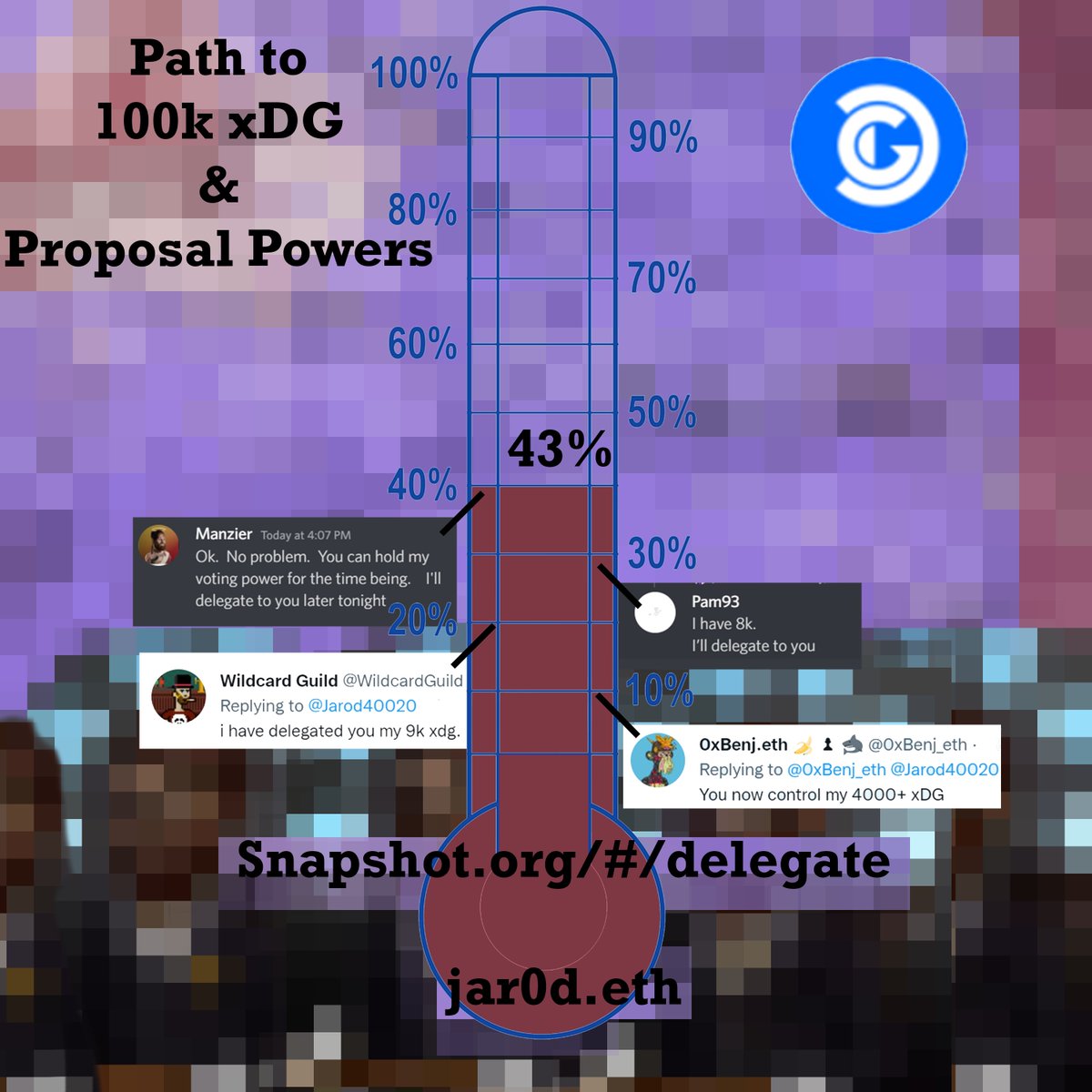 Jarod40020's tweet image. The #FlexFlock still needs an official graphic designer, but having learned today from @0xMiles in @DecentralGames Discord that you can be delegated voting power on @SnapshotLabs, I have already got just about halfway to #ProposalPower

I think we can hit 100k by Monday #ICEPoker
