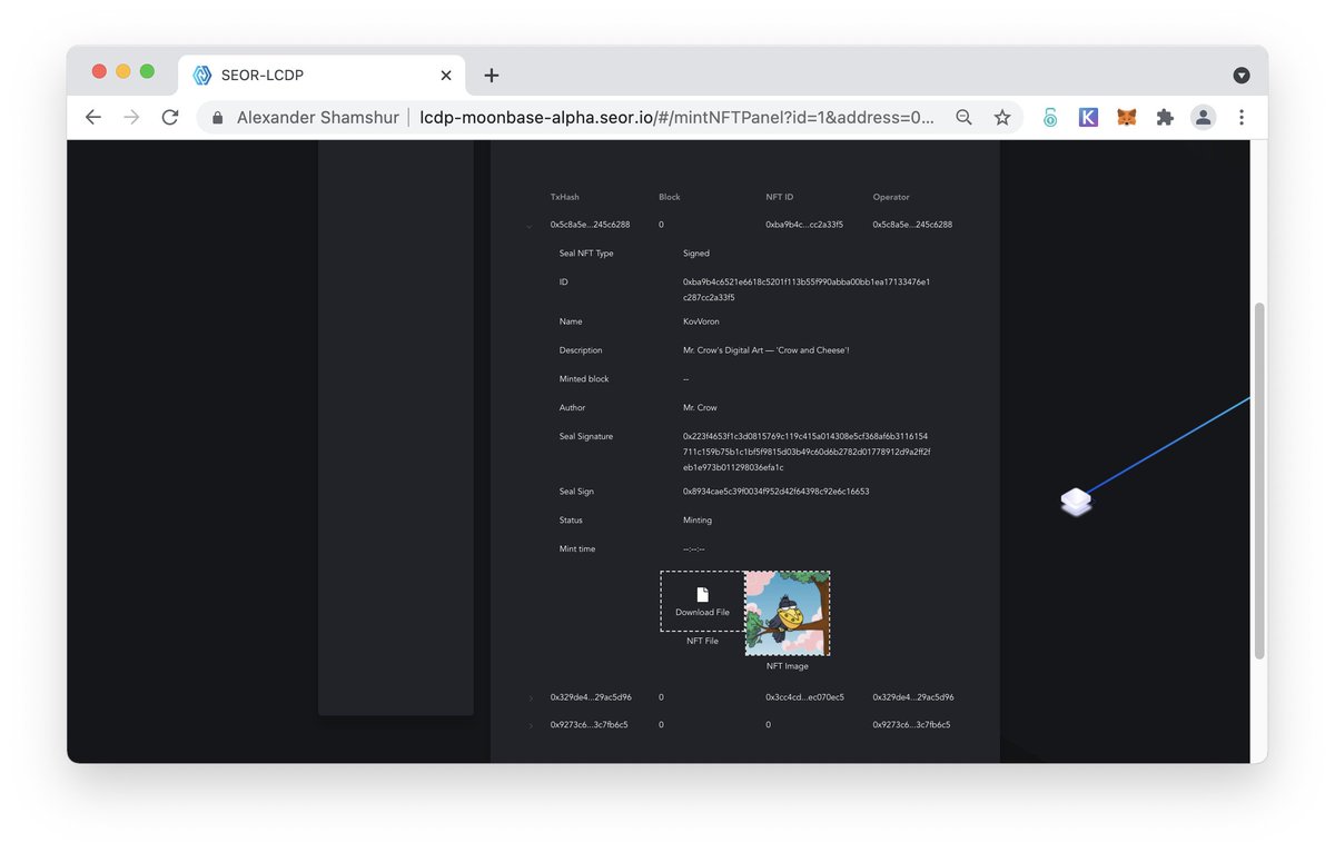 KovVoron's tweet photo. 🦭I have participated in SEOR &amp; Moonbeam Joint Test Campaign for SEOR-LCDP Moonbeam Testnet: Moonbase Alpha

⬇️Come join in us to get the POAP reward

🔗Link: https://t.co/v35lyJDzXO

🟦@SEOR001 @MoonbeamNetwork

🟦#SEOR #Moonbeam #GLMR #Web3 https://t.co/ALfmT0GCnM
