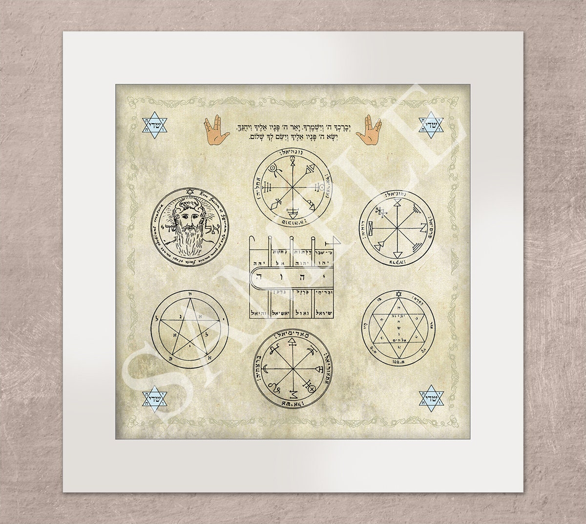 KabbalahInsight's tweet photo. Kabbalistic Mega wall amulet for success in all aspects of life - contains 7 King Solomon seals, the priestly blessing, framed https://t.co/wABazWzJjr #bestofetsy #KabbalahInsights #tarotcards #tarotreading #mandala #amulets #PrintOnPaper https://t.co/gdAIDG7O4m