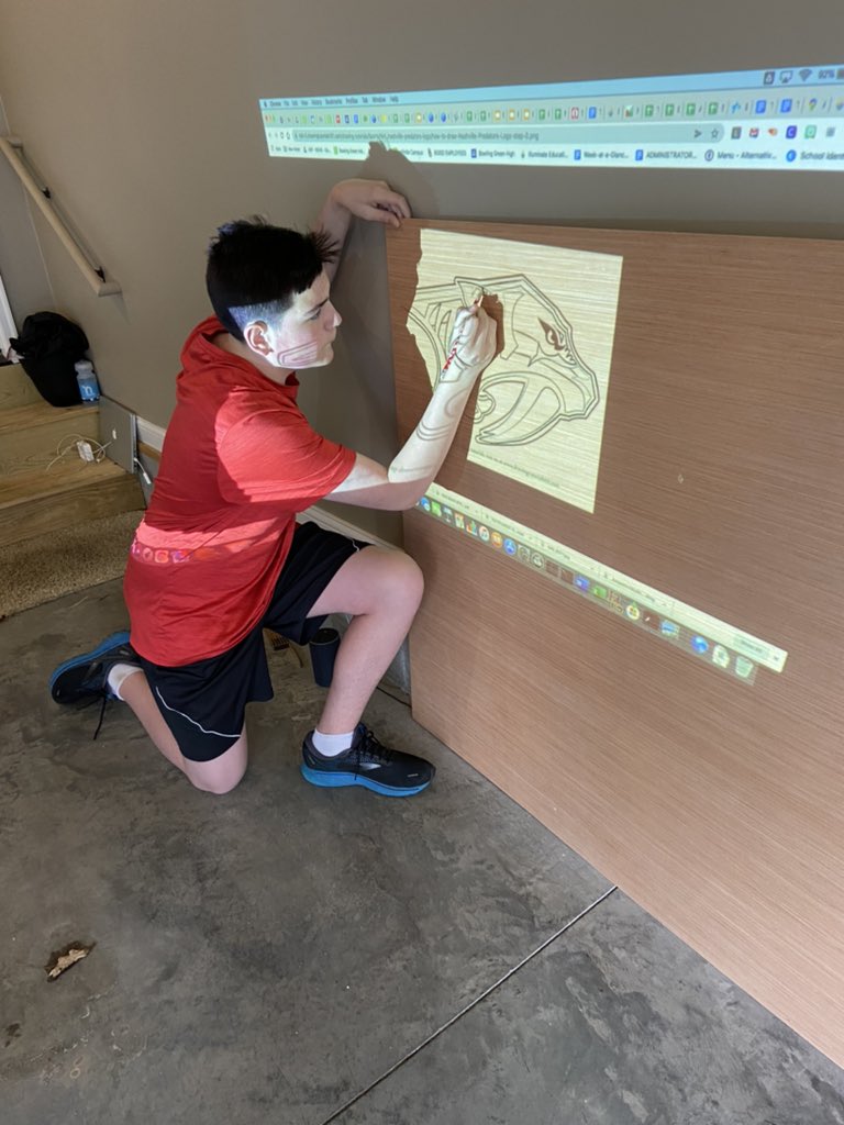 JoshPorterBGKY's tweet photo. Tyler and Drew helped me clean over Spring Break by working on a project with all of their old hockey sticks. Drew made a Predators head and Tyler made a “T” for his name and future home! (Safety was priority!) @DrewPorter06 @TylerPorter95 @PredsNHL @Gnash00 @UTKnoxville @utkhsp https://t.co/VncmoQikoY