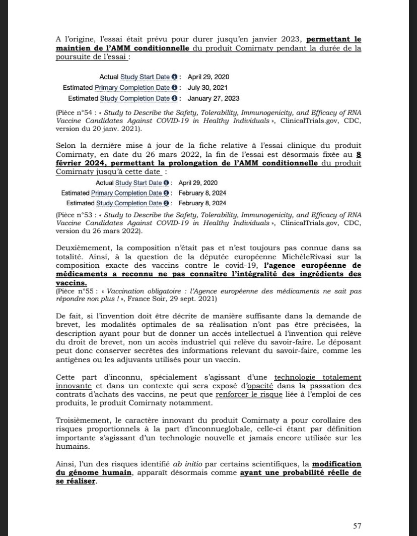 verity_france's tweet photo. Page 57 de la plainte : l’agence européenne du médicament a reconnu ne pas connaître l’intégralité des ingrédients du vaccin https://t.co/MqcK21Wu7W