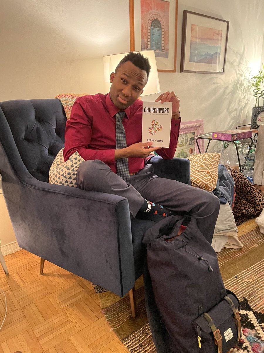 LandonGore's tweet photo. “Whatcha reading lately?”

@rodneyshaw, looked what emerged from the backpack!👀

CHURCHWORK repp’n in NYC!🔥 

I hated to notify him he was late to the party…💯🙆‍♂️😅😂📚 https://t.co/iS2gGqzhuz
