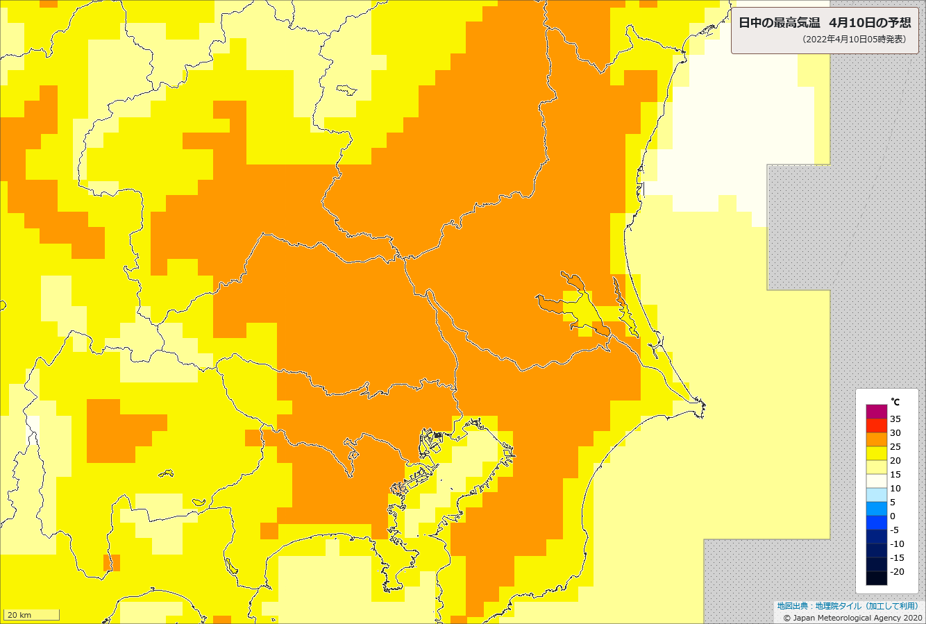 荒木健太郎 暑くなります きょう 10日は広く気温が上がります 最高気温は前橋 福島 福井 舞鶴 豊岡28 熊谷 甲府 富山 名古屋 京都 鳥取 日田 人吉27 東京都心 宇都宮 土浦 奈良26 横浜 大阪25 など 分布図のオレンジ色が夏日予報の
