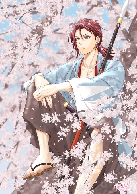 #毎月十日に薄桜鬼十番組組長原田左之助も祝ってほしい
月の10日をお知らせします♪
4月と言ったらやっぱり桜(保護色擬態?) 