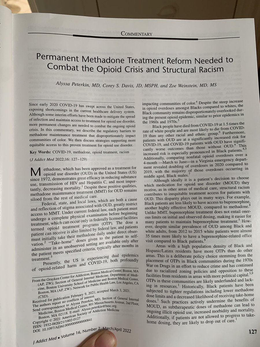 “Despite similar prevalence of OUD along Black and white adults… white pts were almost 35x more likely to have a bupe-related office visit.” On 🔥🔥🔥<a href="/coreysdavis/">Corey Davis</a> <a href="/JAM_ASAM/">Holyboyd</a> <a href="/ZoeWeinstein/">Zoe Weinstein MD, MS</a> Alyssa Peterkin