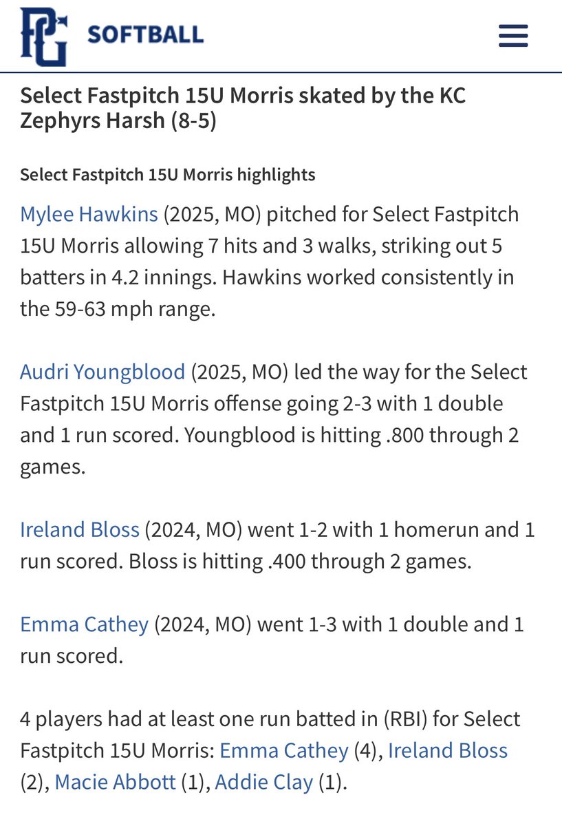 Select Fastpitch 16U Morris tweet media