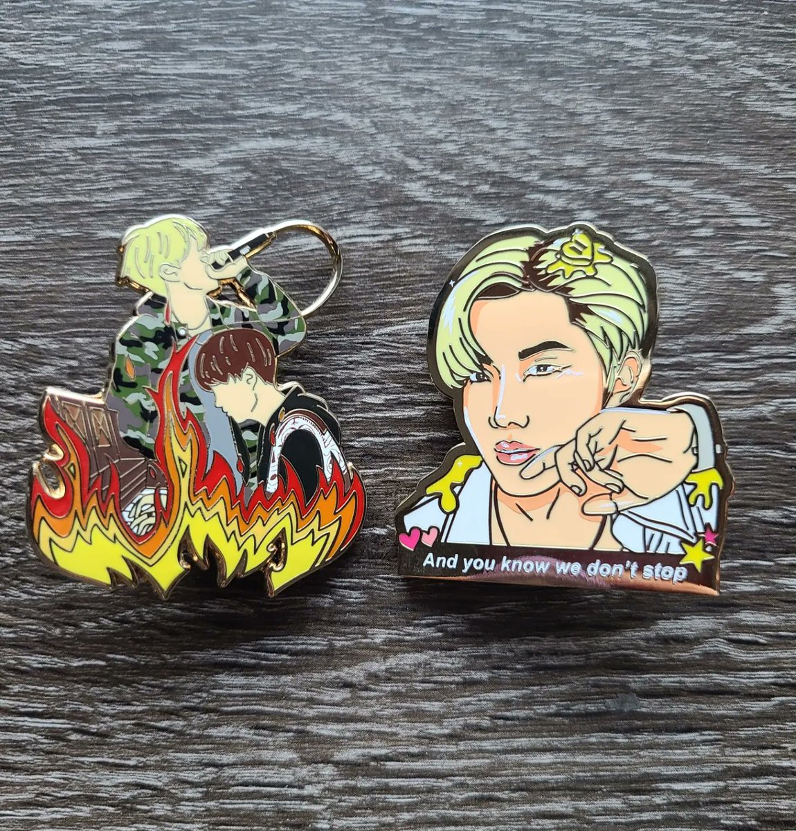 BTSArmyhuimang's tweet photo. Look at the amazing pin mail I got today! I put the pin makers in the order they appear in the pictures. Go check them out! @t_goldensisters @NJJKPINS @sarangtae_pins @CheriePop @chimchimpins https://t.co/x1UBdERQKr