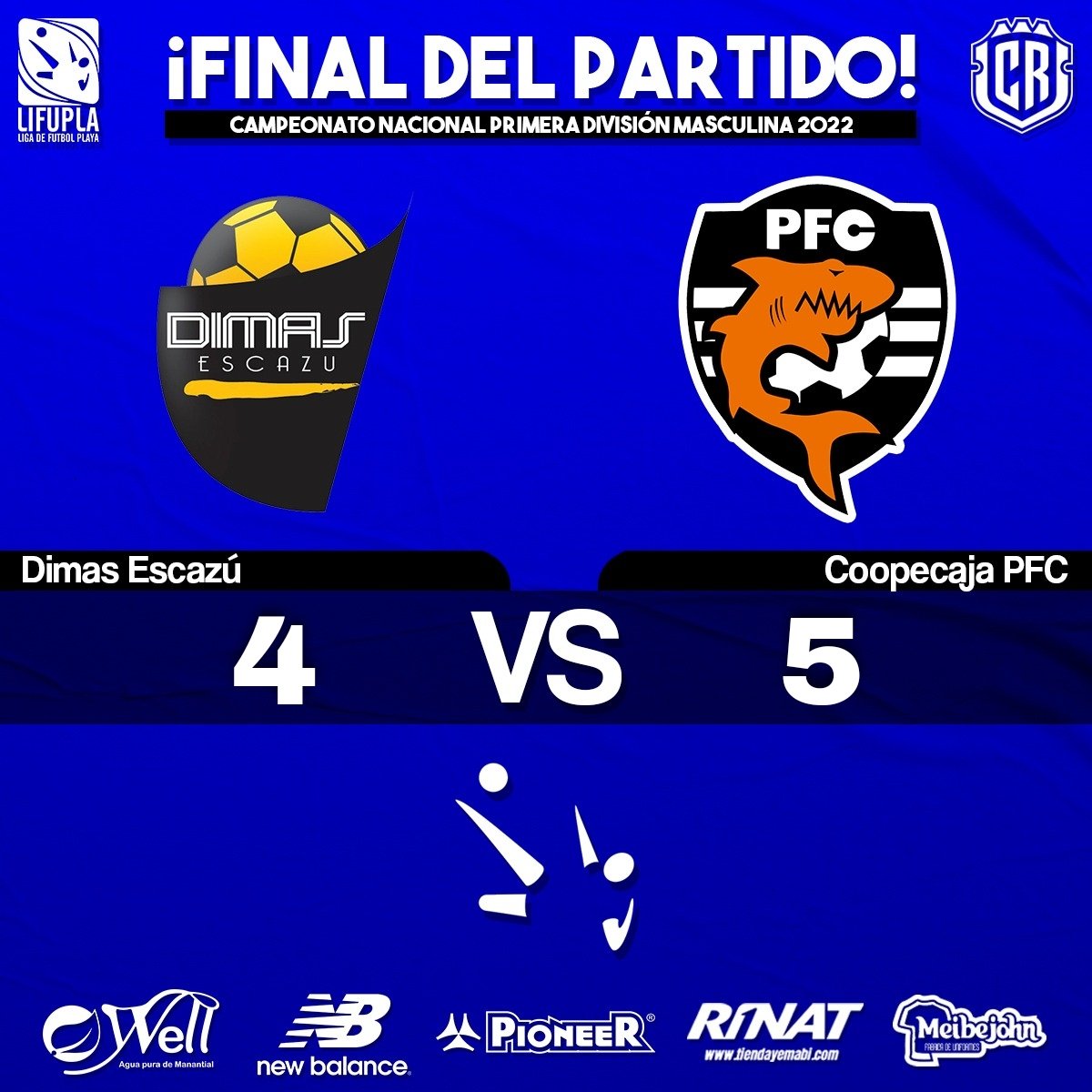 ¡FINAL DEL PARTIDO! 🔥🔥🔥 

Dimas Escazú 4-5 Coopecaja PFC 

#PrensaLifupla #LigadeFutbolPlaya