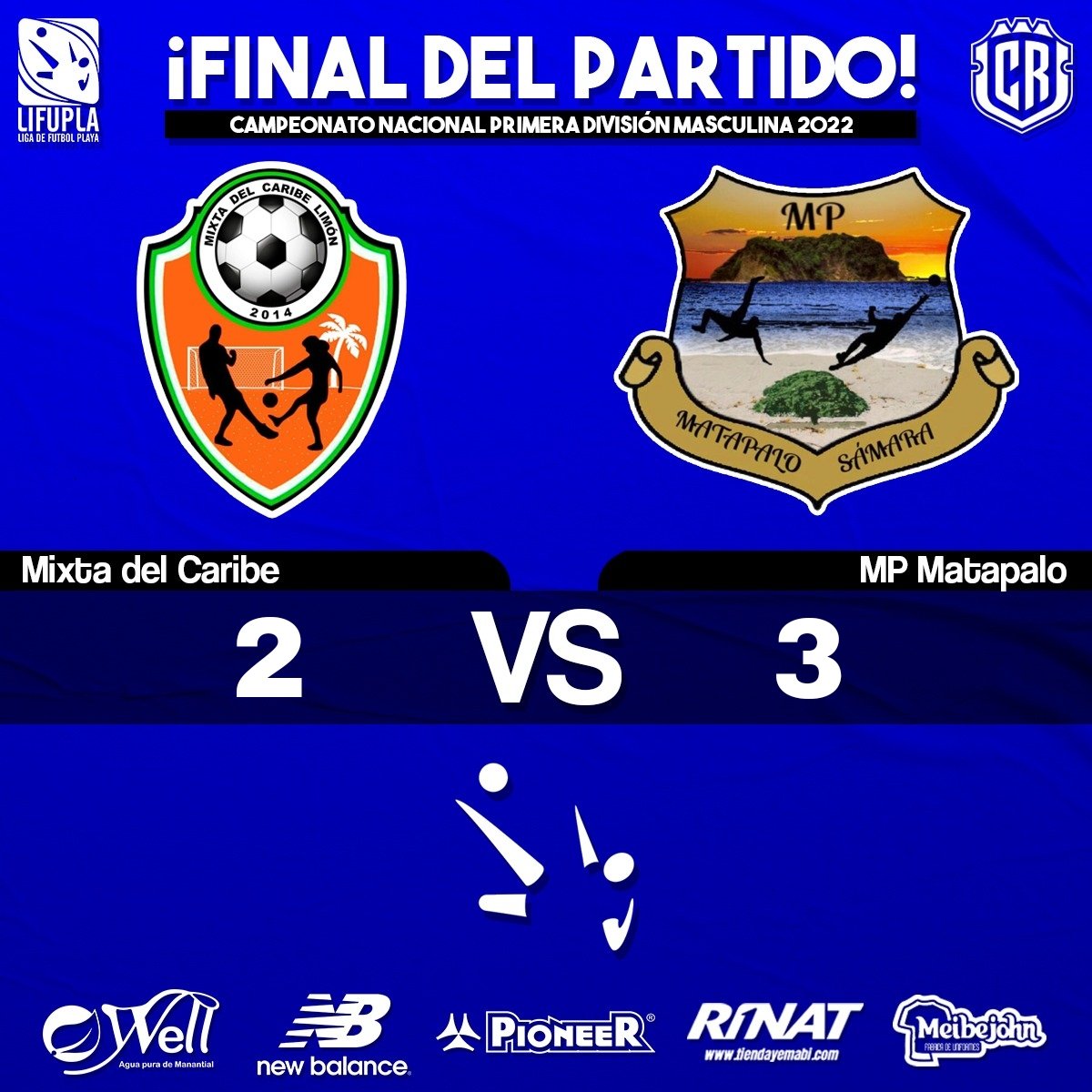 ¡FINAL DEL PARTIDO! 🔥🔥🔥 

Mixta del Caribe 2-3 MP Matapalo 

#PrensaLifupla #LigadeFutbolPlaya