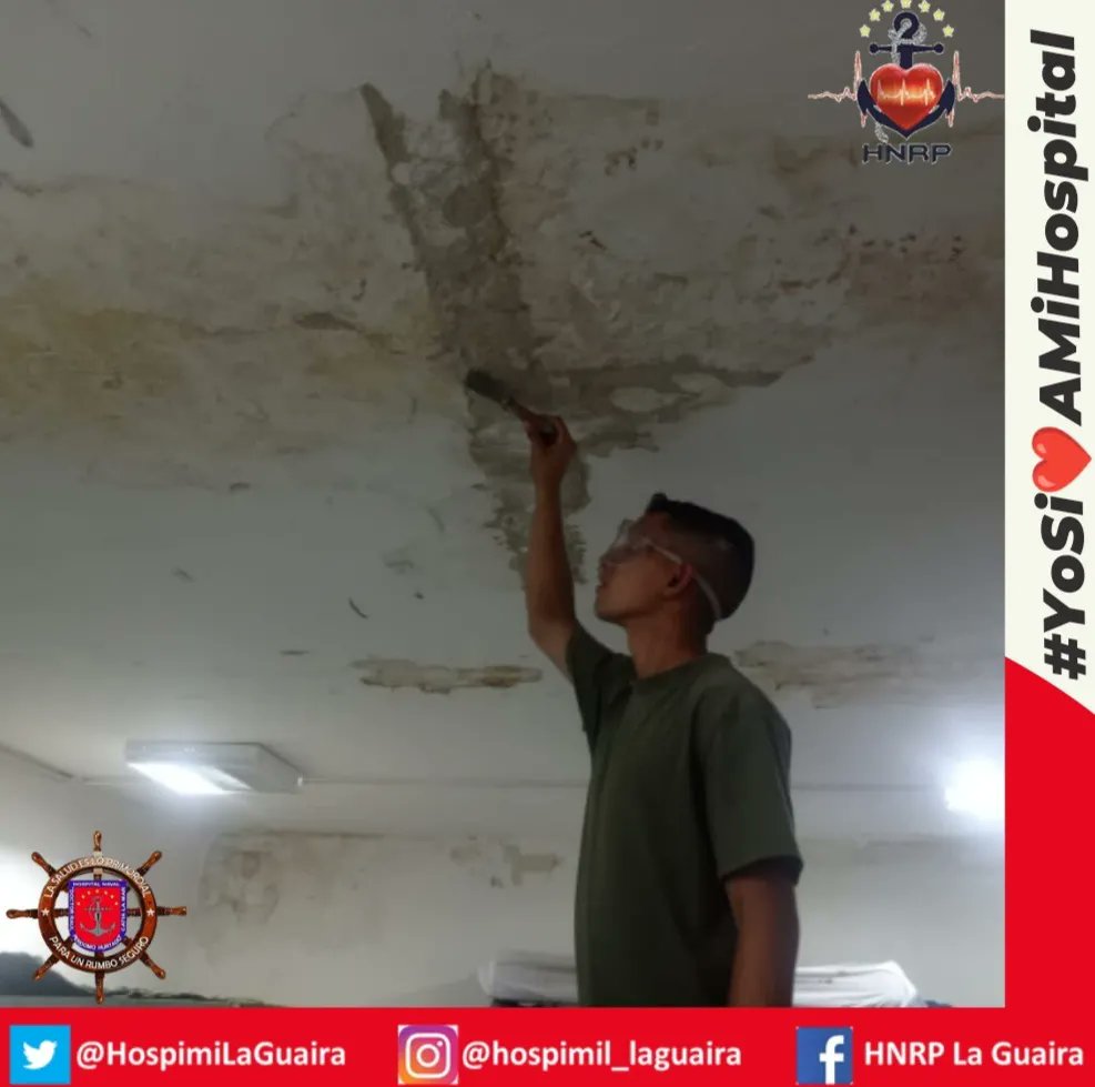 HospimiLaGuaira's tweet photo. #09Abril Cumpliendo instrucciones del CA @hmarcanov Director del @HospimiLaGuaira dando continuidad a la Jornada  #YoSiQuieroAMiHospital personal de la División de Mantenimiento, lleva a cabo la reparación interna y externa del Sollado de Tropas Alistadas de la Unidad https://t.co/r6pdpB3yWO