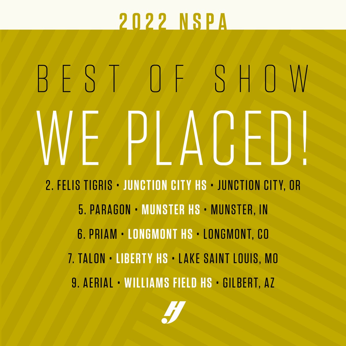 VarsityYearbook's tweet photo. Congratulations to the five 2021 Herff Jones staffs that placed in NSPA’s Best of Show competition for books with 228 and fewer pages in Los Angeles. https://t.co/OuymK3gqTX
