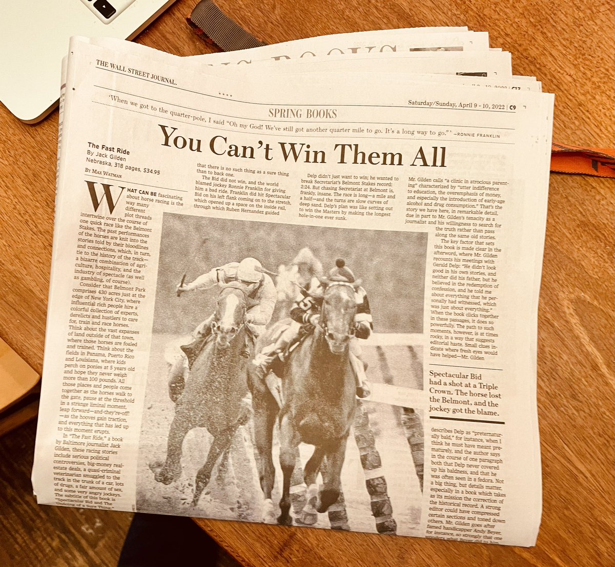 JackGilden's tweet photo. Review of “The Fast Ride” in the print edition of today’s Wall Street Journal. https://t.co/ZsoVVyK6wk