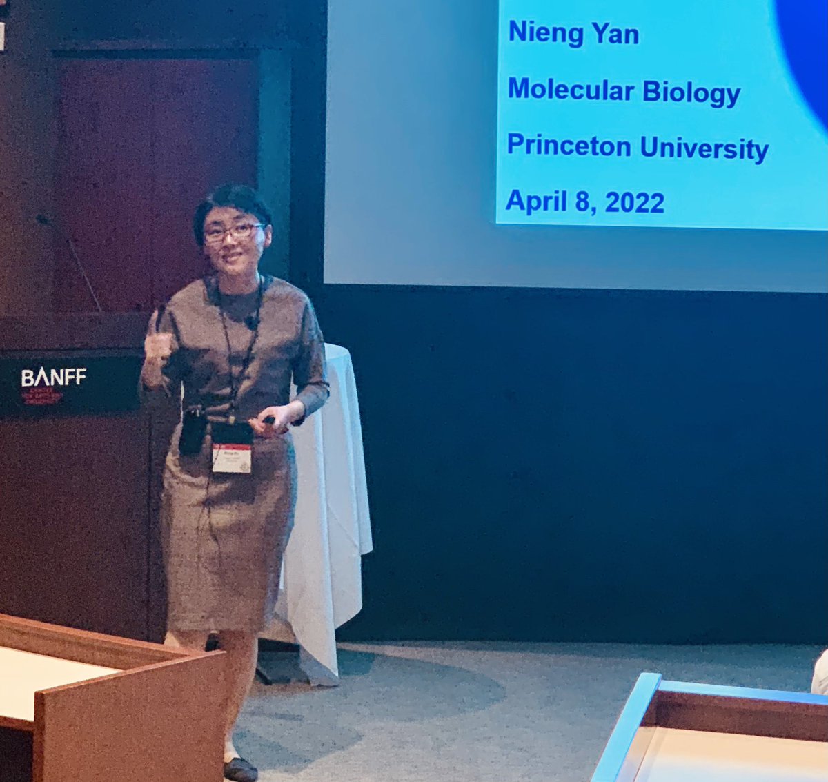 madamscientist's tweet photo. The unstoppable @NiengYan delivers a tour de force of ion channel structure after structure after structure…whew! She is amazing. @MembraneMeeting #Banff https://t.co/Y838FGBuVh