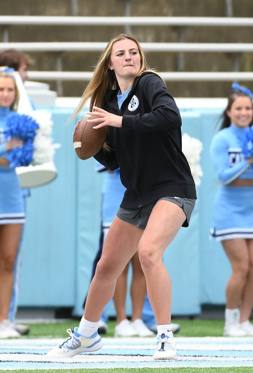 uncwbb's tweet photo. Taking the label "versatile player" to a whole new level, @AlyssaUstby won the Punt, Pass and Kick competition  at Saturday's @UNCFootball Spring Game 

And she won it with a 35-yard field goal 😮🏈🙌

#GoHeels https://t.co/A2Tw95Gyya
