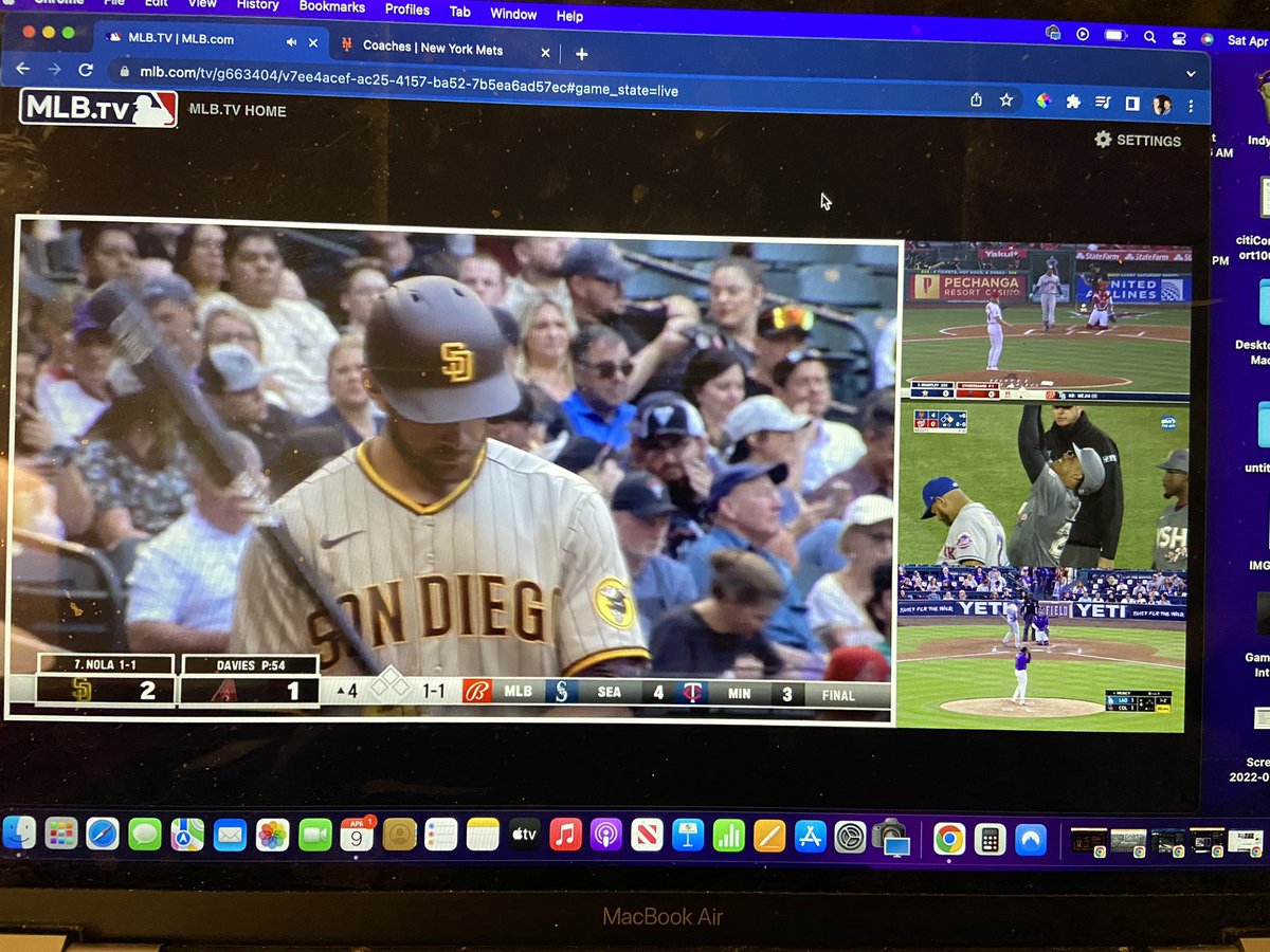 MoriartyHistory's tweet photo. There may be nothing I spend money on that I’m enjoying more than @MLBTV. Listening to @DonOrsillo cover the @Padres while flipping over to watch Syndergard’s first start with the @Angels, Showalter’s @Mets taking on the @Nationals, &amp; keeping tabs on @mookiebetts. #BaseballNut https://t.co/kXIgdsu3AV