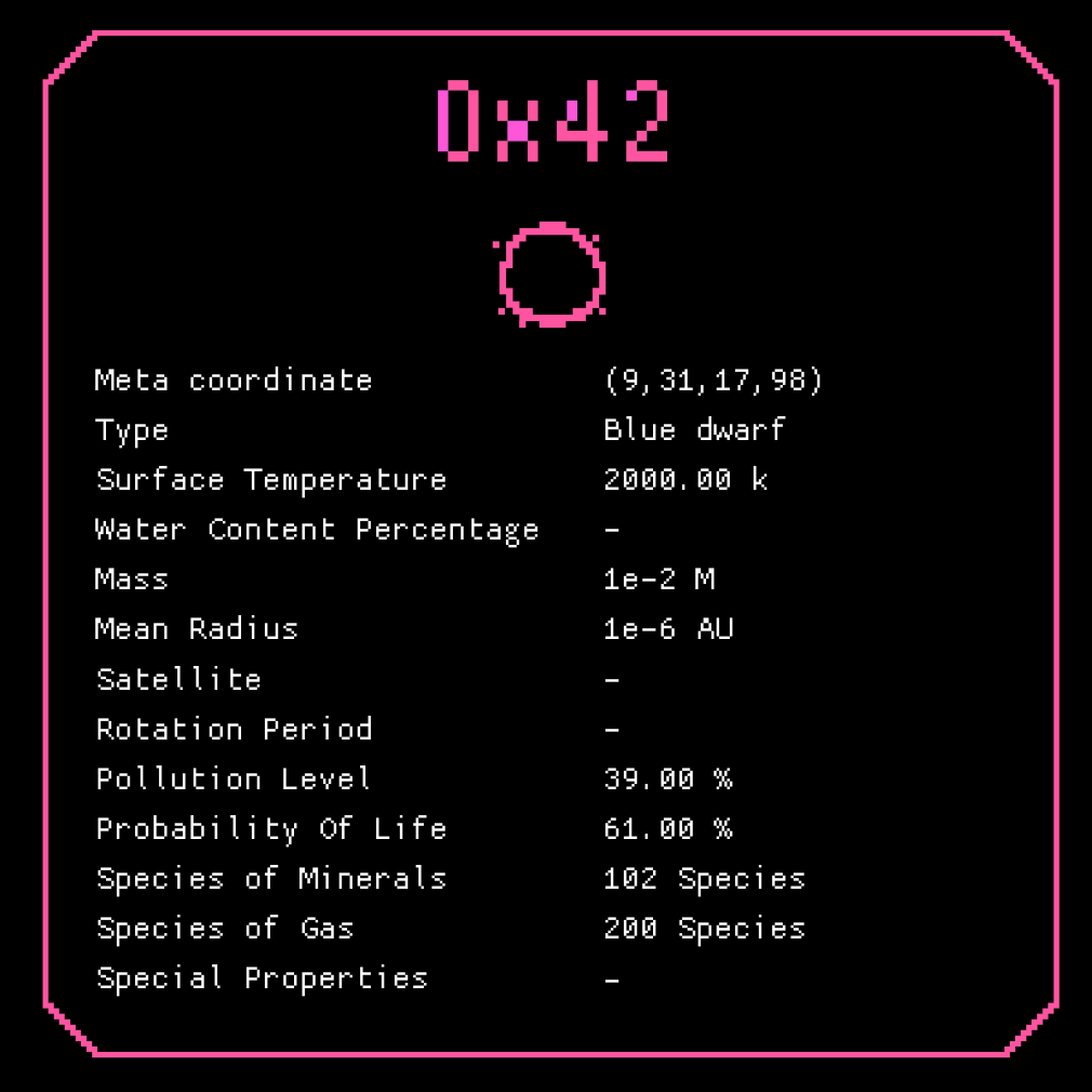 0x42project's tweet photo. 💖 Life is the way the universe understands itself. 🌌

Tell us what kind of star you are!
e.g. I am a star who is still looking for myself.

🌟 Star Loot NFT Position yourself in the universe.

#0x42 #loot #NFTs #NFTartist  #NFTProject #NFTCommmunity  #UNIVERSE  #astronomy https://t.co/ez5VtZCJ9P