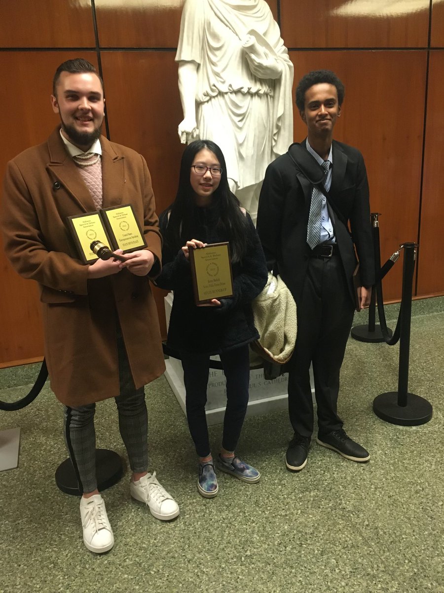 NHS_DebateTeam's tweet photo. Congrats to Grace Wang &amp; Adonay Mahatsente Tewelde for being runner up in PF division @ state tournament in Bham. Jadon Couch also left his mark by placing 5th in Domestic Extemp, 4th in Varsity Senate Congress &amp; was best presiding officer in Varsity Senate @drjtevans @MikeDaria https://t.co/8oGwzSHJc8