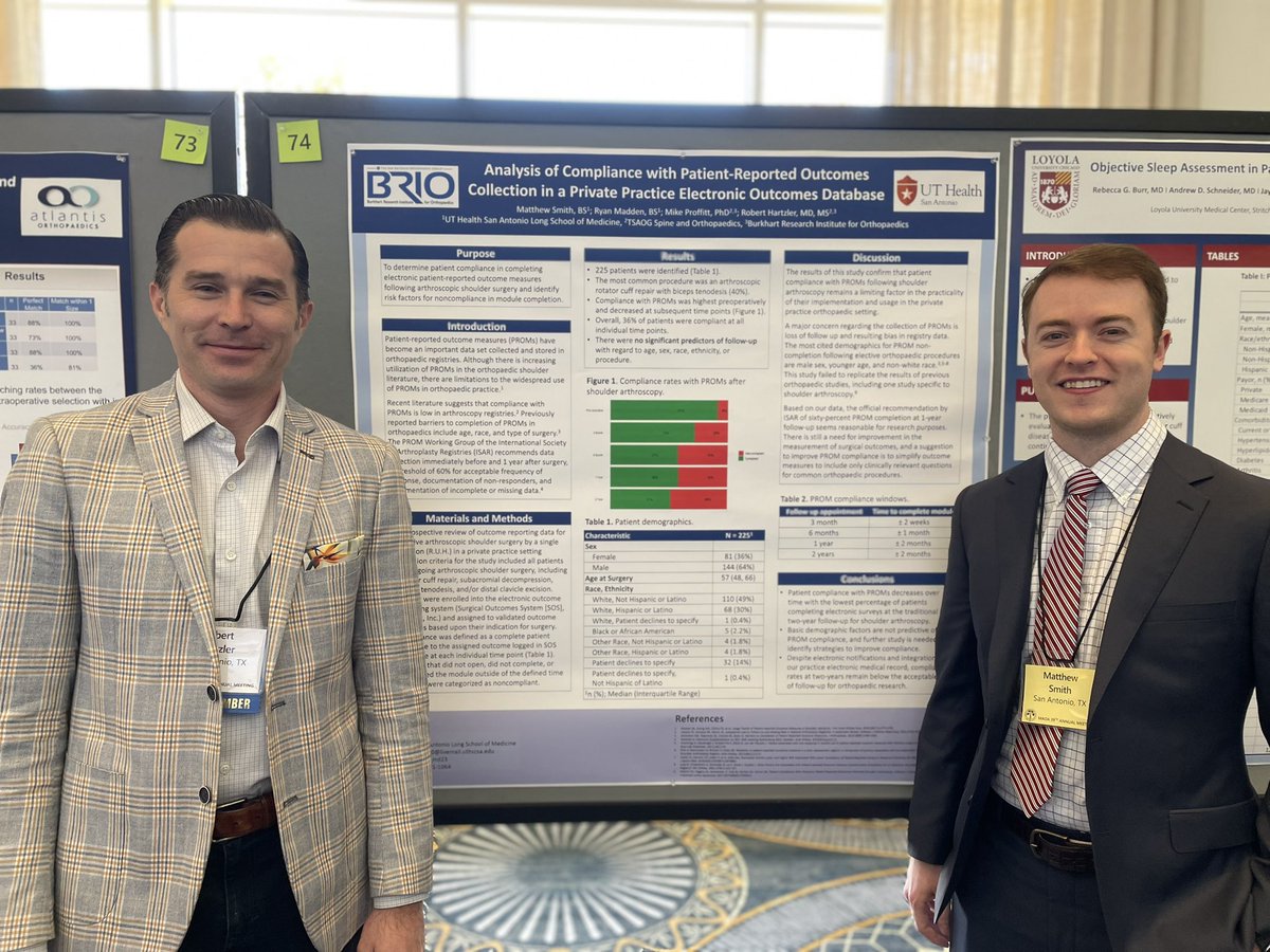 Thankful for the opportunity to present at @MidAmerica82 and to have @DrRobHartzler as a mentor! @RyanMadden__ @BRIO_Research @UTHResearch @TSAOG_Ortho