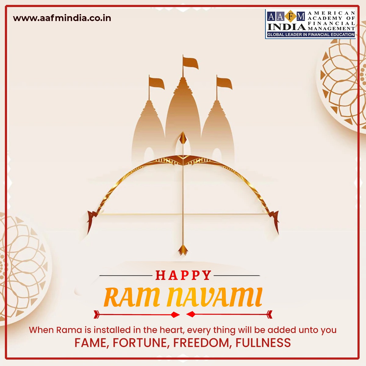 AafmIndia's tweet photo. Let us pray to Lord Ram that Happiness drown the world and India rise as a Finance model to the entire world.
.
Have A Blessed Ram Navmi.
.
#Aafm #AafmIndia #FinancialPlanning #wealthmanagement #financemanagement #finance #financialmanagement #wealthmanagementtips... https://t.co/3jerTXLshP