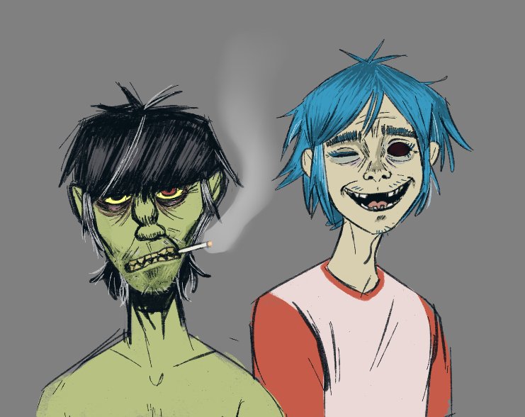 Played a little with style and images of the characters!  
(Yes, today without canonical Gorillaz style...)

.
.
.
.
.
#gorillaz #gorillaz2d #gorillazstuartpot #gorillazfanart #2dgorillaz #2dgorillazfanart #stuartpot #stupotgorillaz #murdocniccals #gorillazmurdoc #murdocgorillaz