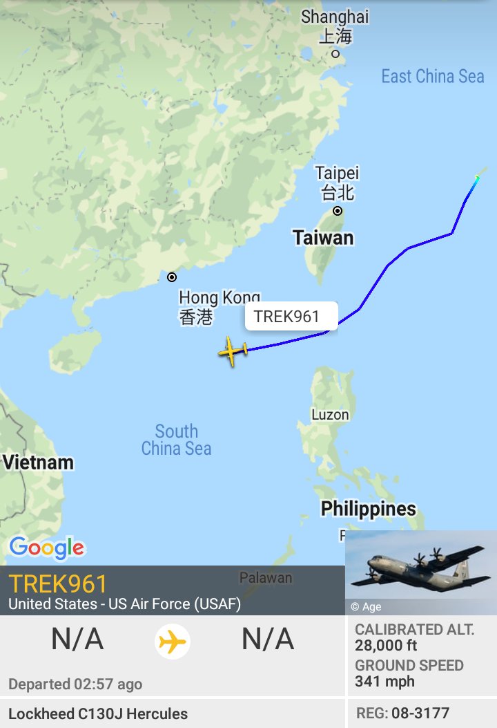 Oceanworldfree's tweet photo. 🇺🇲USAF TREK961 08-3177 #AE4AF2
#SouthChinaSea,the northern part
Lockheed C-130J-30 Hercules https://t.co/B5qEjJBUAx
