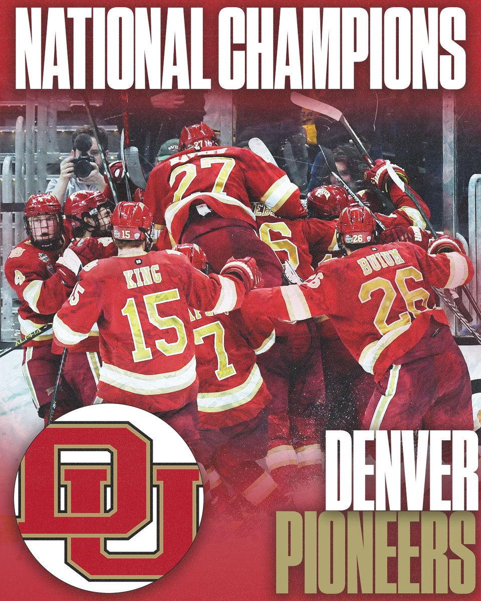NBCSportsHockey's tweet image. For a record-tying NINTH TIME, @DU_Hockey are NATIONAL CHAMPIONS!