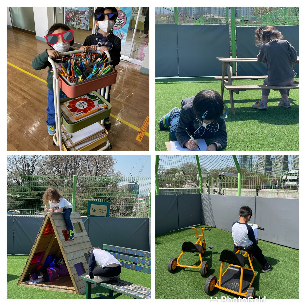 Spring has finally arrived. Perfect weather for outside story and writing time. @KIS_SeoulCampus #emergentliteracy #connectingintheEY