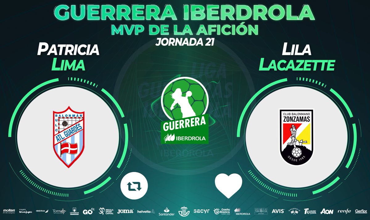 Liga Guerreras Iberdrola (@iberdroladhf) on Twitter photo ⭐️#GuerreraIberdrola - Jornada 21
🆚 @Atlguardes_ofic : <a href="/CBZONZAMAS/">BALONMANO ZONZAMAS</a>
♻️ RT: <a href="/patricialima_19/">Patrícia Lima</a>
❤️ Me gusta: @LilaLacazette1 ⭐️#GuerreraIberdrola - Jornada 21
🆚 @Atlguardes_ofic : <a href="/CBZONZAMAS/">BALONMANO ZONZAMAS</a>
♻️ RT: <a href="/patricialima_19/">Patrícia Lima</a>
❤️ Me gusta: @LilaLacazette1