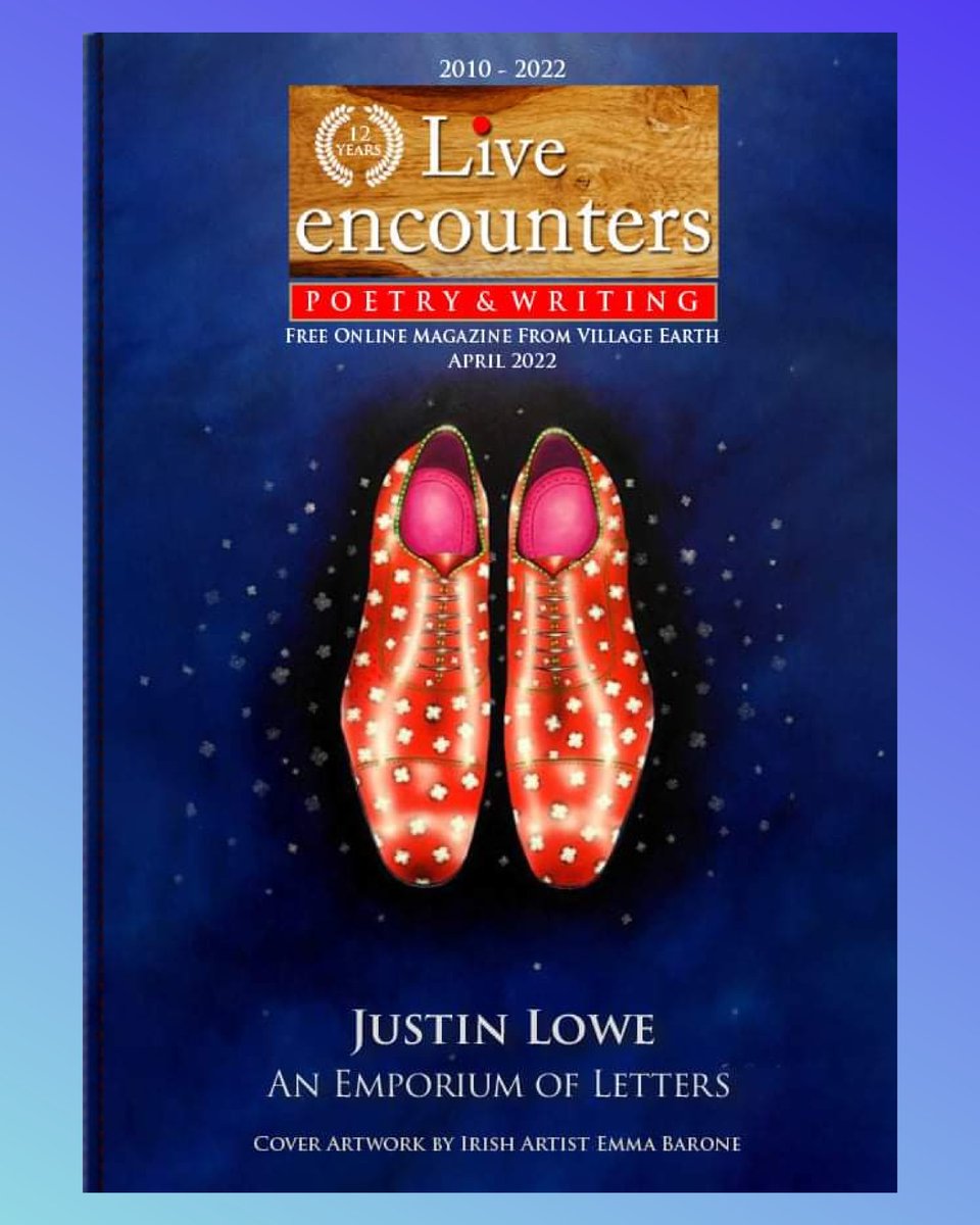 I'm thrilled to have my artwork on the front cover of April’s Live Encounters Poetry and Writing Magazine 2022.
.
.
.
#art #artwork #liveencountersmagazine #emmabarone #poetry #writing #Magazine #shoes #shoeart
