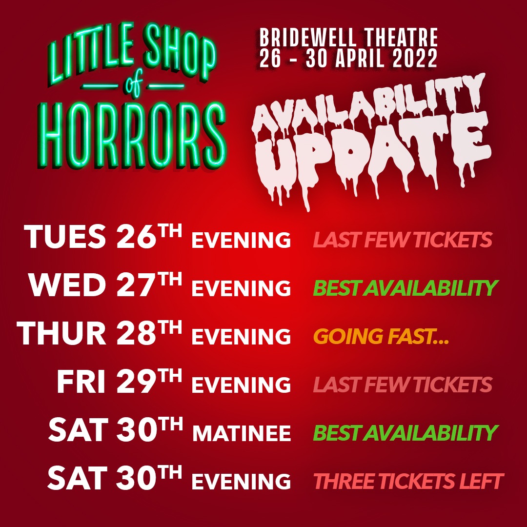 GeoidsMusicalT's tweet photo. Tickets are selling faster than Mushik&amp;Son's (Skid Row's Favourite Florists) funeral arrangements... If you vowed to book but haven't got around to it yet, don't leave it any longer!

Visit https://t.co/p23BAsxQDj to snap yours up today!
Image by Daniel Penfold
@BridewellCentre https://t.co/KwHZiOqpcn